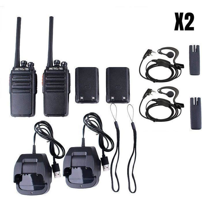 Walkie-talkie de largo alcance Retevis RT24, PMR446 sin licencia, 16 canales CTCSS/DCS, con auricular para fábricas y logística (4 unidades).