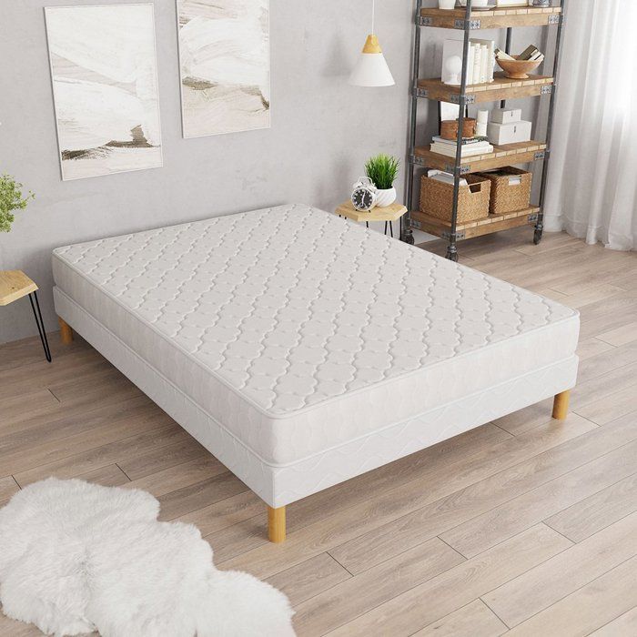 COMFORT+ bed base + mattress 160x200 cm, height 17 cm, polyurethane foam, balanced comfort, 4 legs included.