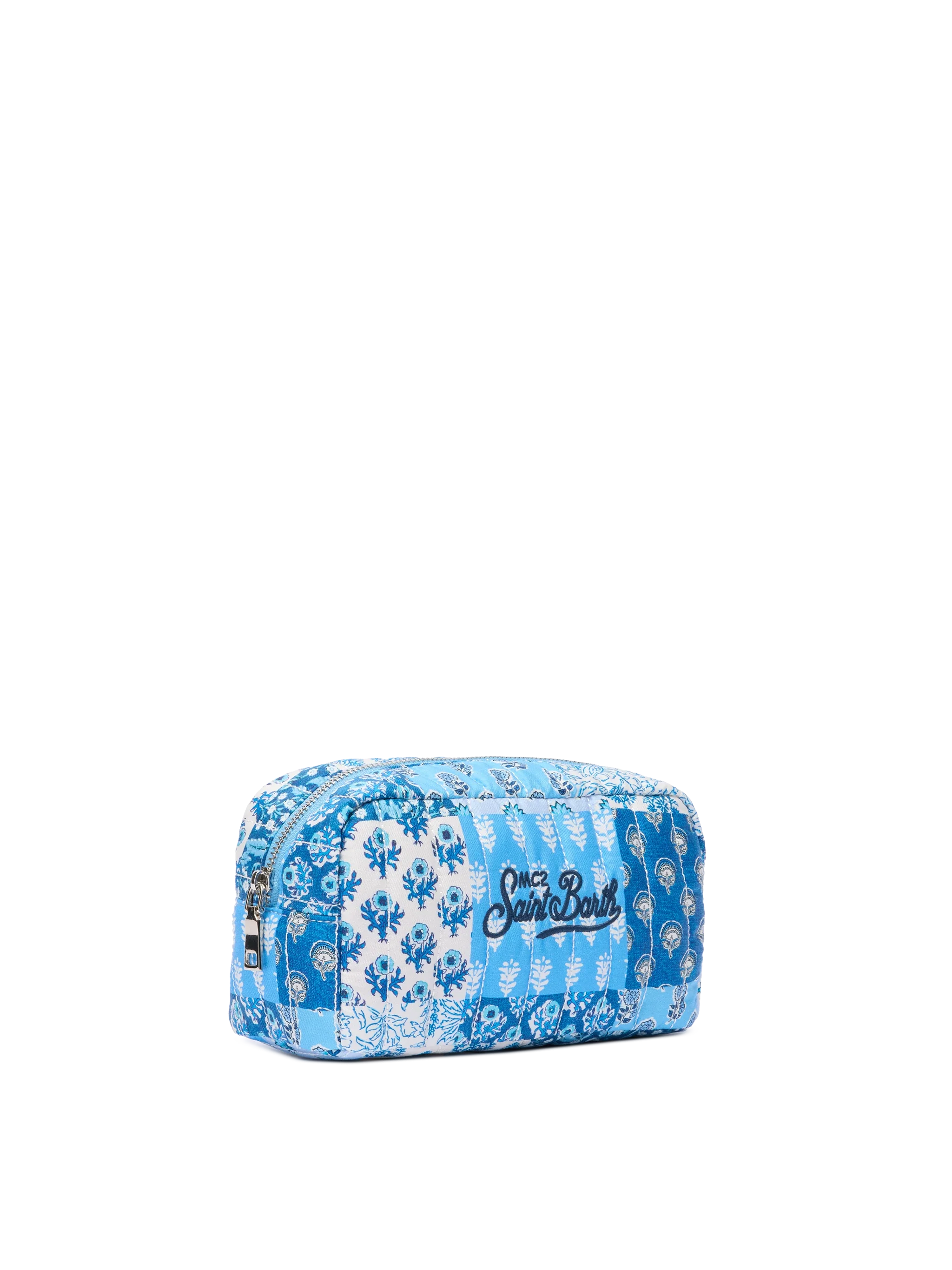 Gewatteerd zacht etui met blauwe bloemen
