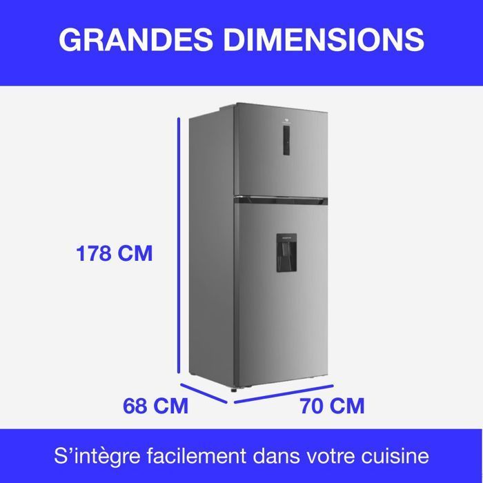 Frigorifero Continental Edison con congelatore superiore - 413 litri - Total No Frost - acciaio inox - L70 cm x H178 cm