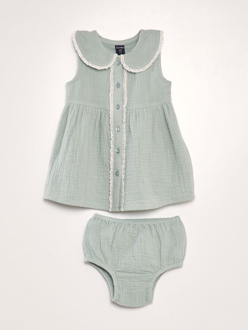 Conjunto de vestido e calcinha - 2 peças - VERDE