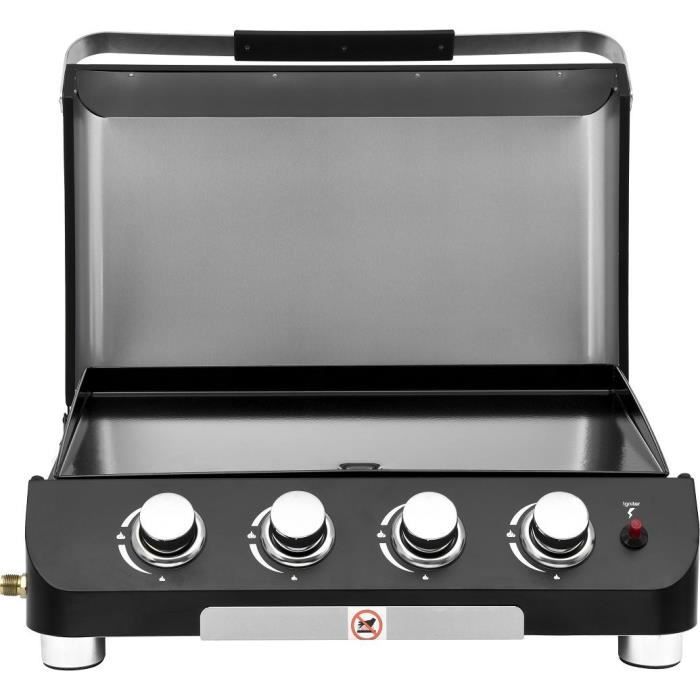 Chapa a gás COOKING BOX PALMA - 4 queimadores - 10 kW - 69 x 51 x 35 cm - Superfície de cozimento: 62 x 35 cm - Preta