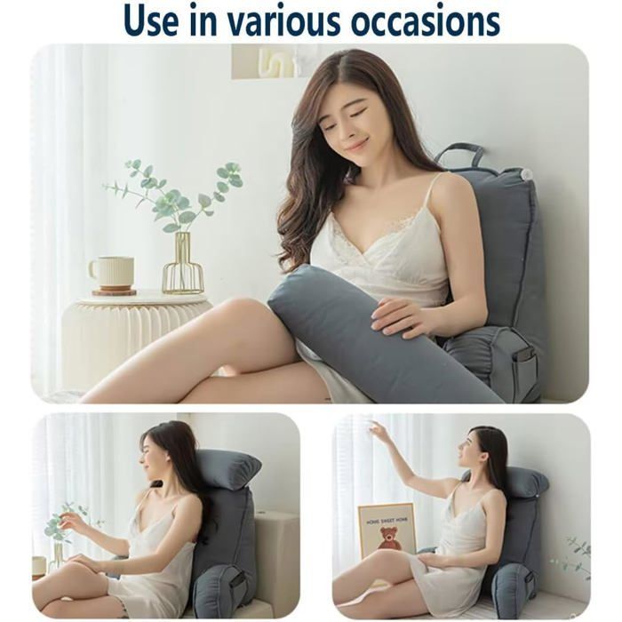 Cojín de lectura con reposabrazos, ideal para leer, relajarse y ver la televisión, 75 × 40 × 50 cm (con reposacabezas).