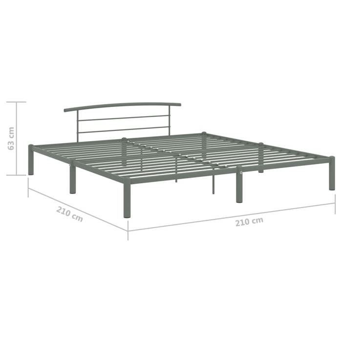 Gris 200 x 200 cm - Cama de metal - Carga máxima 150 kg - Estructura de cama - Colchón no incluido - Metal gris 200x200 cm 005_769789