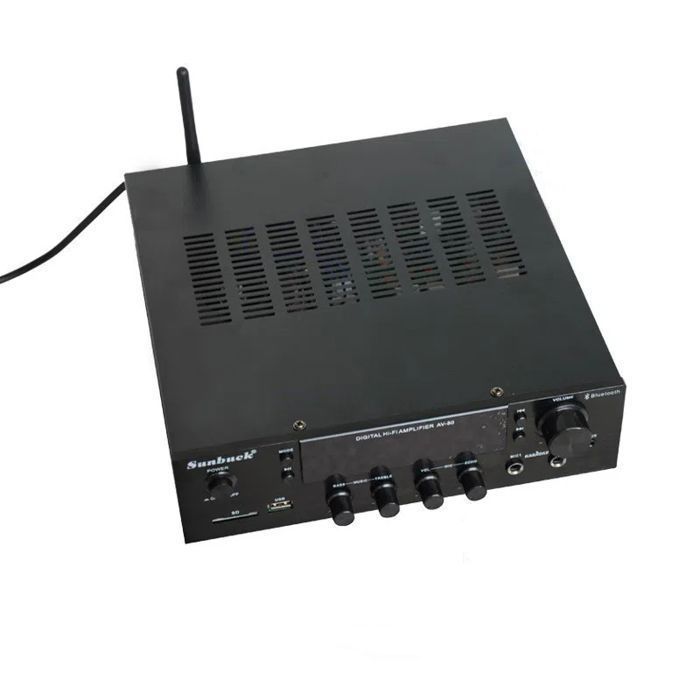 600W 220V Bluetooth HiFi Amplifier, Bluetooth Stereo Audio Power Amplifier with USB, SD Card Slot, and FM Radio - Black