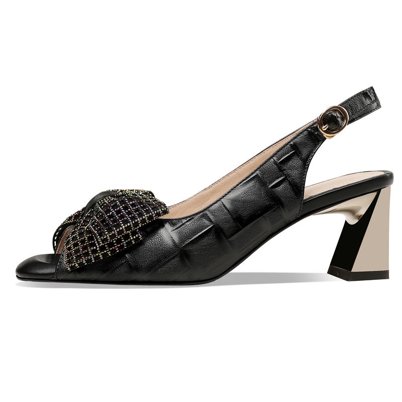 Fashion Butterfly knot Genuine Leather Peep Toe High Heels Sandals Women Summer Party Shoes Ladies Sandalias Mujer