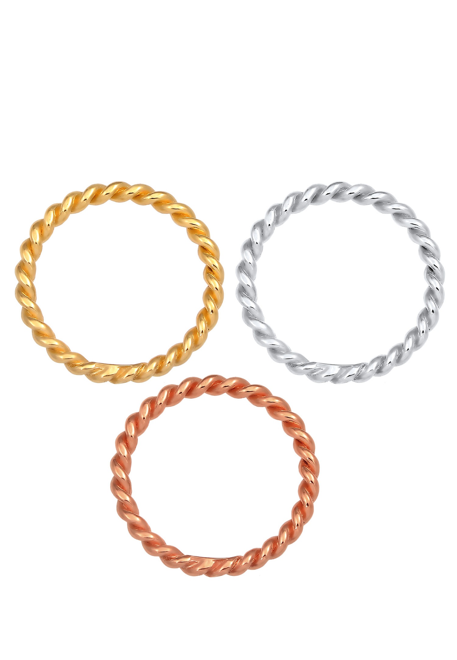 Elli Femme Ensemble Tricolore de Base en Argent Sterling 925
