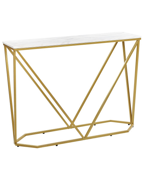 Konsola stolik 100x30 cm efekt marmuru biało-złota