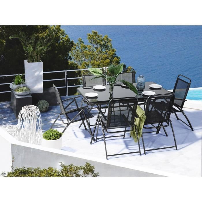 Beliani - LIVO zwarte stalen tafel en 6 stoelen set