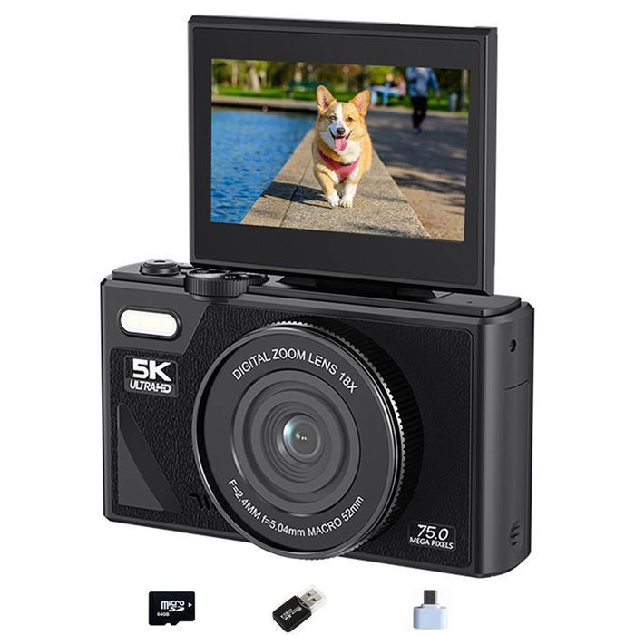 Appareil Photo Numérique 5K 75MP - Écran HD 3