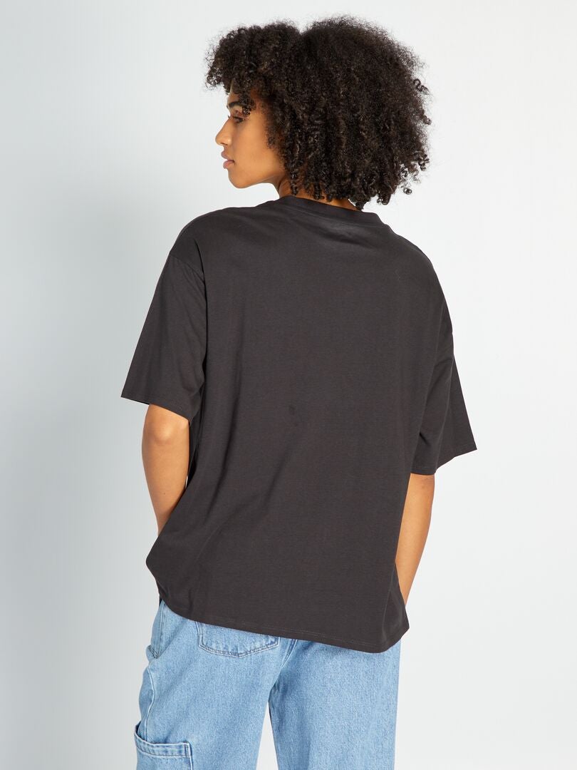 Bedrukt katoenen T-shirt - ZWART