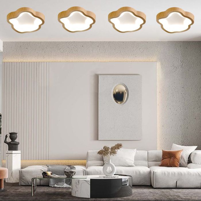 WOTTES  Plafonnier LED Moderne Naturel - 14W Blanc froide Luminaire Fleur Lampe de Plafond pour Couloir Salle de bain, 2pcs Dia