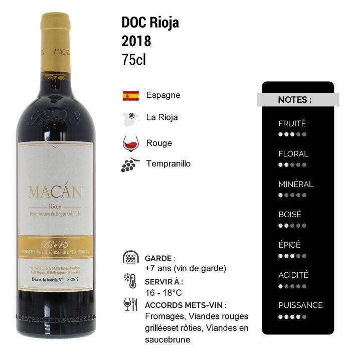 Vega Sicilia Rioja Macan 2018 - Vino rosso spagnolo (75cl).