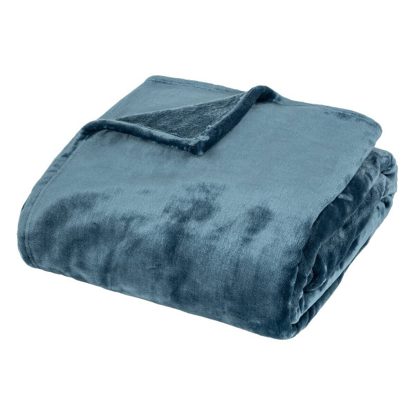 Koc flanelowy 180x230 cm BETANI niebieski ciemny