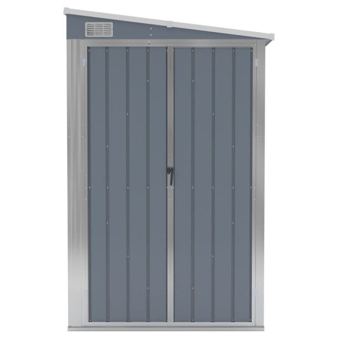 Caseta de jardín mural vidaXL, gris, 118 x 382 x 178 cm, acero galvanizado