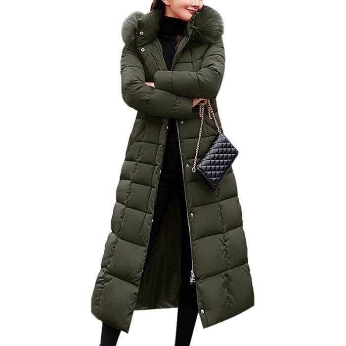 Chaqueta acolchada larga de invierno para mujer, estilo parka, elegante e informal, color verde. Talla pequeña, elige una talla más.