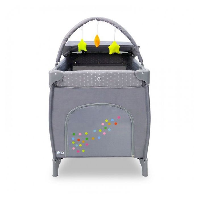 Cuna de viaje ASALVO Dandelion con arco y cambiador - Gris - 60x120 cm
