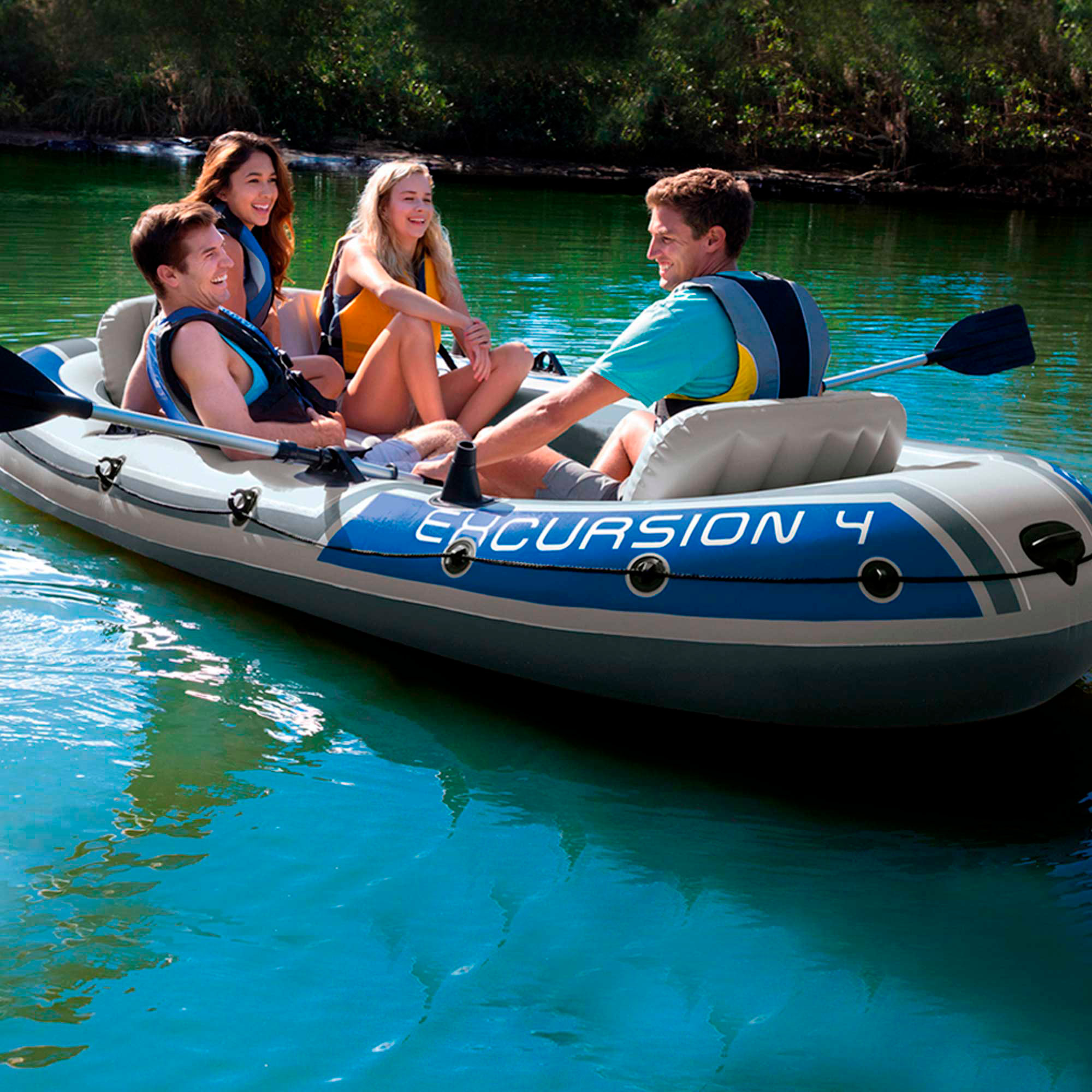 Intex Excursion 4 Inflatable Boat with 2 Oars 315x165x43 cm