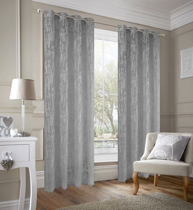 Curtains - SHANON - Sheer - 140 x 240 cm - Grey - 8 eyelets per panel