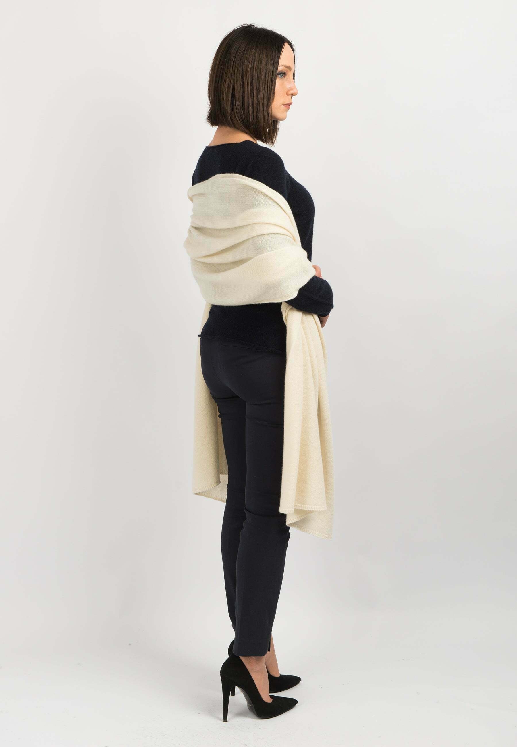 Cashmere Scarf Dalle Piane - krémová