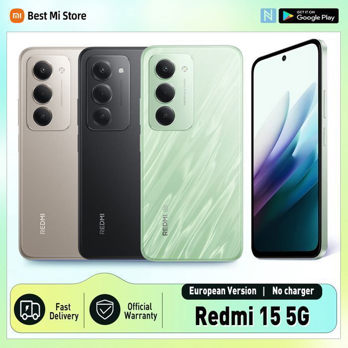 Smartphone XIAOMI REDMI 15 5G con 8GB di RAM e 256GB di ROM - Grigio - Versione UE - Ottime condizioni - Caricabatterie non incluso - Nuovo di zecca