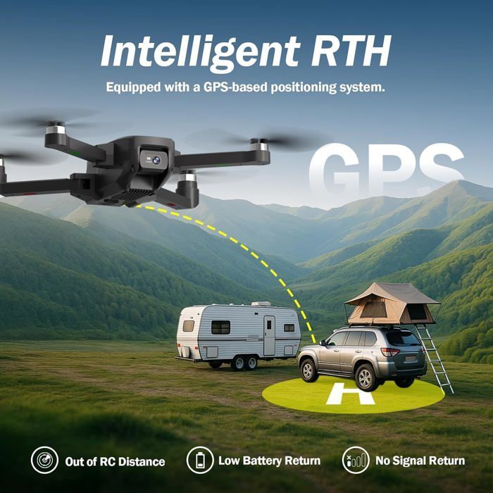 Dron GPS TRAHOO - Modelo profesional - Pantalla HD de 4,5
