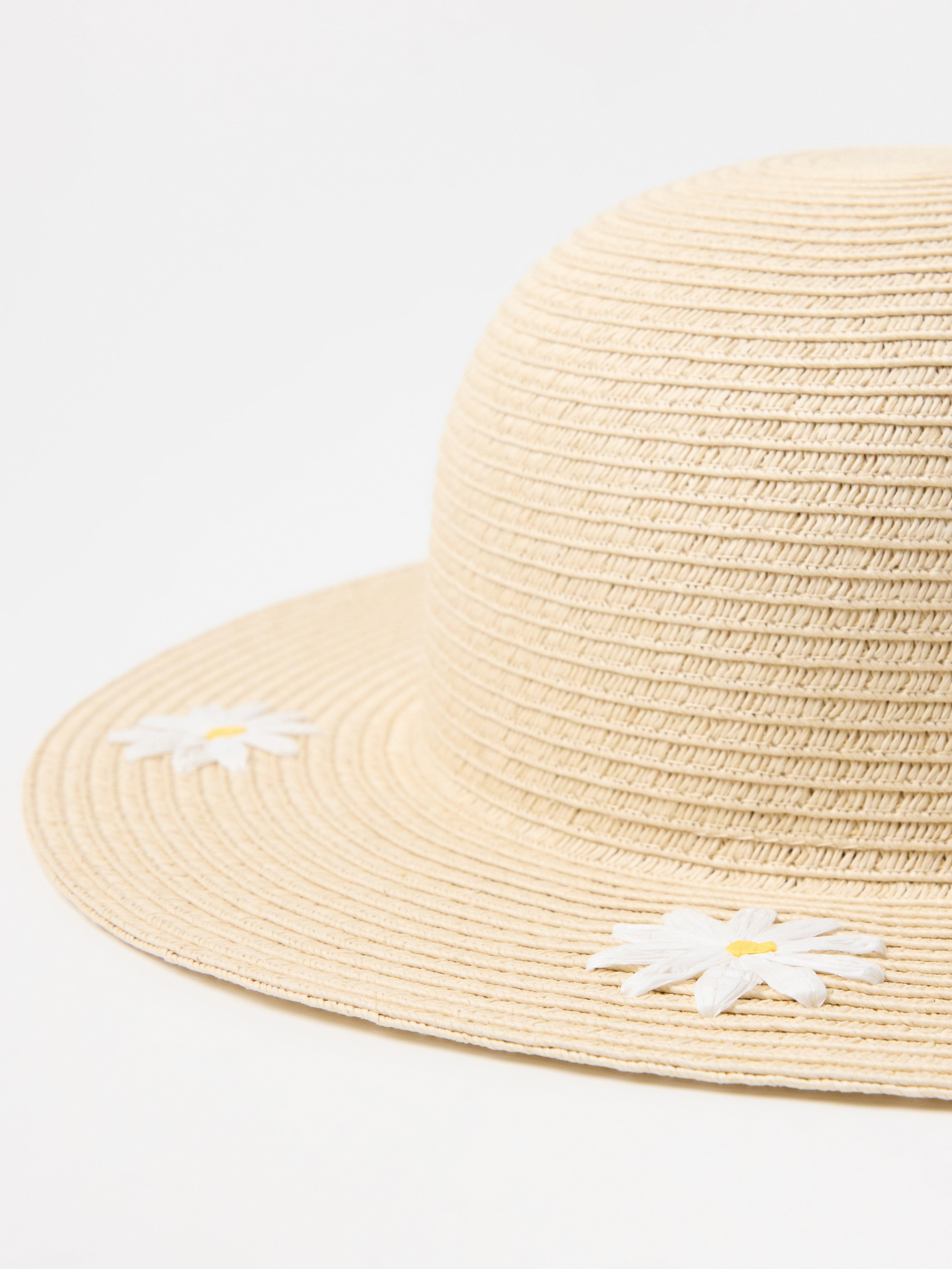 Sombrero de paja con flores para el sol