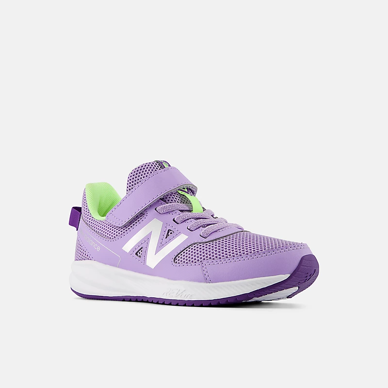 Dziecięce 570v3 Bungee Lace z górnym paskiem - Lilac Glo z wybieloną limonką Glo