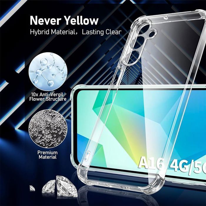 Custodia protettiva - BOOLING - per Samsung Galaxy A16 - TPU antiurto - 2 pellicole protettive in vetro temperato - Trasparente