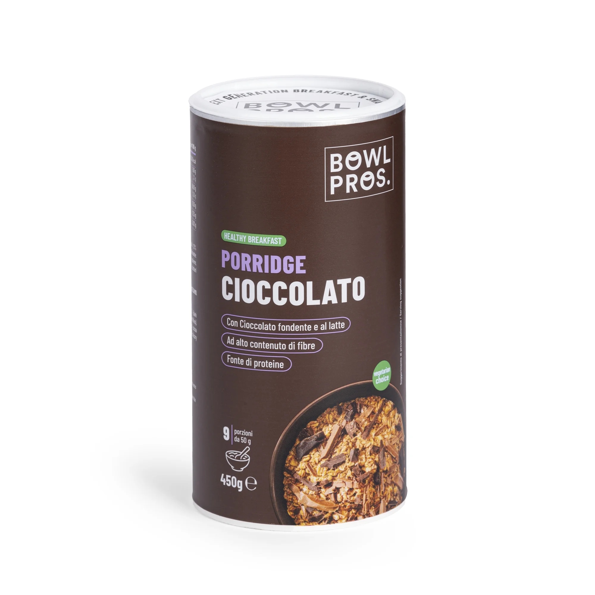BOWLPROS Chocoladepap 450 g, rijk aan vezels