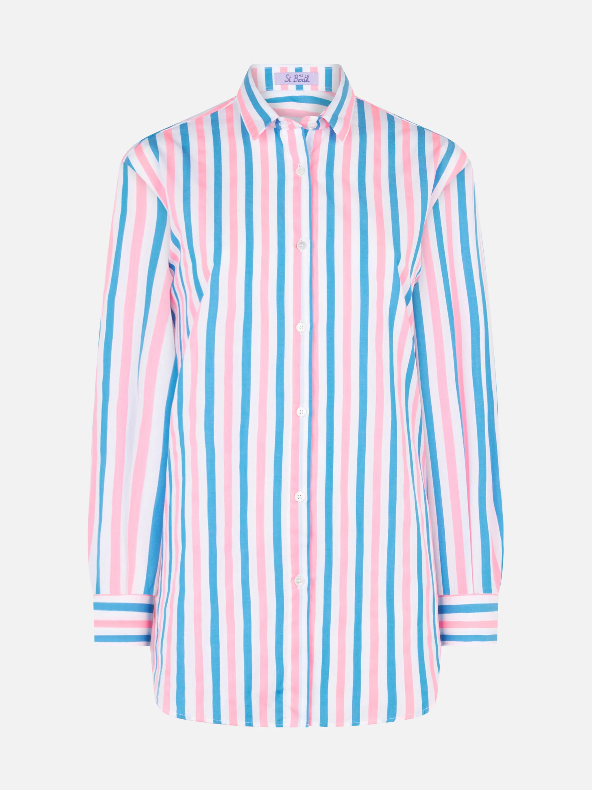 Gestreept katoenen shirt met borduursels van Dreaming St. Barth.