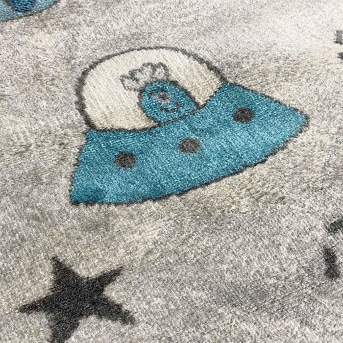 Tappeto per bambini - VIMODA - Motivo Astronauti e Pianeti - 120x170 cm - Antiscivolo - 100% Polipropilene