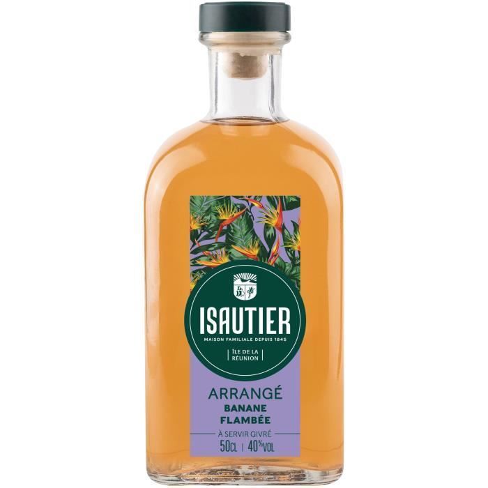 Ron Isautier - Ron con sabor a plátano flambeado - Ron aromatizado - Isla Reunión - 40% vol. - 50 cl