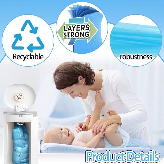 Recharge Poubelle a Couche - AQSACOKIYA - sac Compatibles Twist And Click Avec Octogonales pour 4,5 m - 12 Pièces
