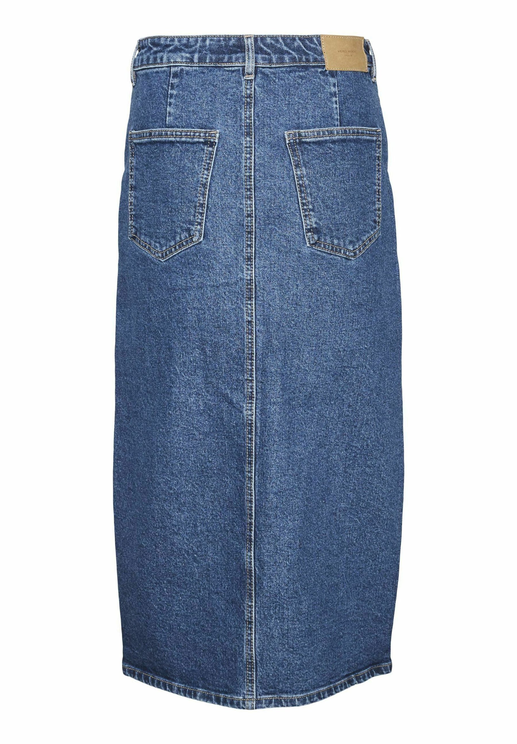 Vero Moda VMVERI CALF - Kokerrok - middenblauwe denim