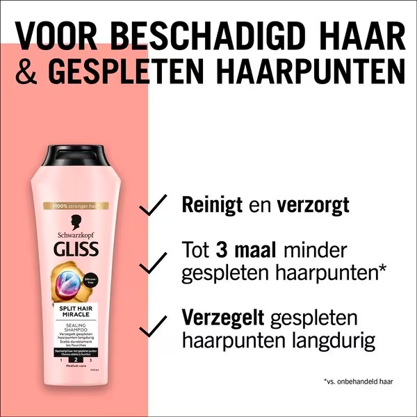 „Gliss Split Hair Miracle“ apsauginis šampūnas nuo plaukų slinkimo, 250 ml