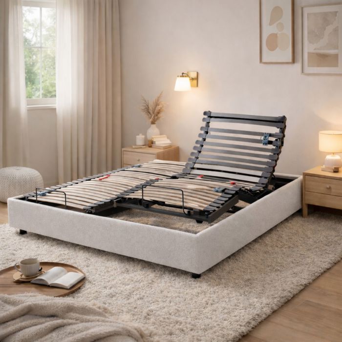 Elektrisch verstelbaar bed met 5 slaapstanden, 90x200 cm, Horizon Baltic Grey - Lichtgrijs - 5 jaar garantie - Someo