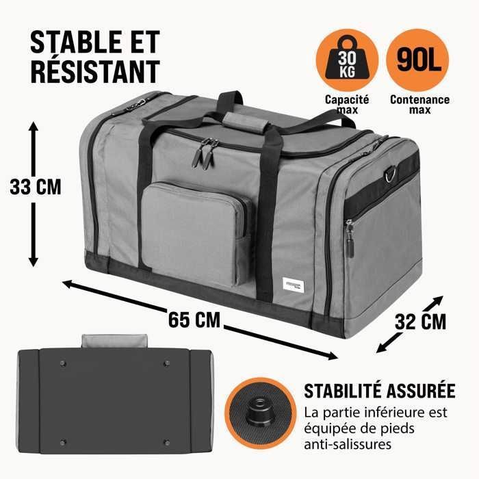 MONZANA® Reistas, Grijze Sporttas, 90L, Fitness, Voetbal, Vervoer, Afneembare en Verstelbare Schouderriem, Weekendtas