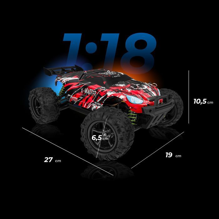 OVERMAX X-Monster 3.5 - RC-auto met afstandsbediening - 30 km/u - schaal 1:18 - 40 minuten - bereik 100 m - 4x4 training