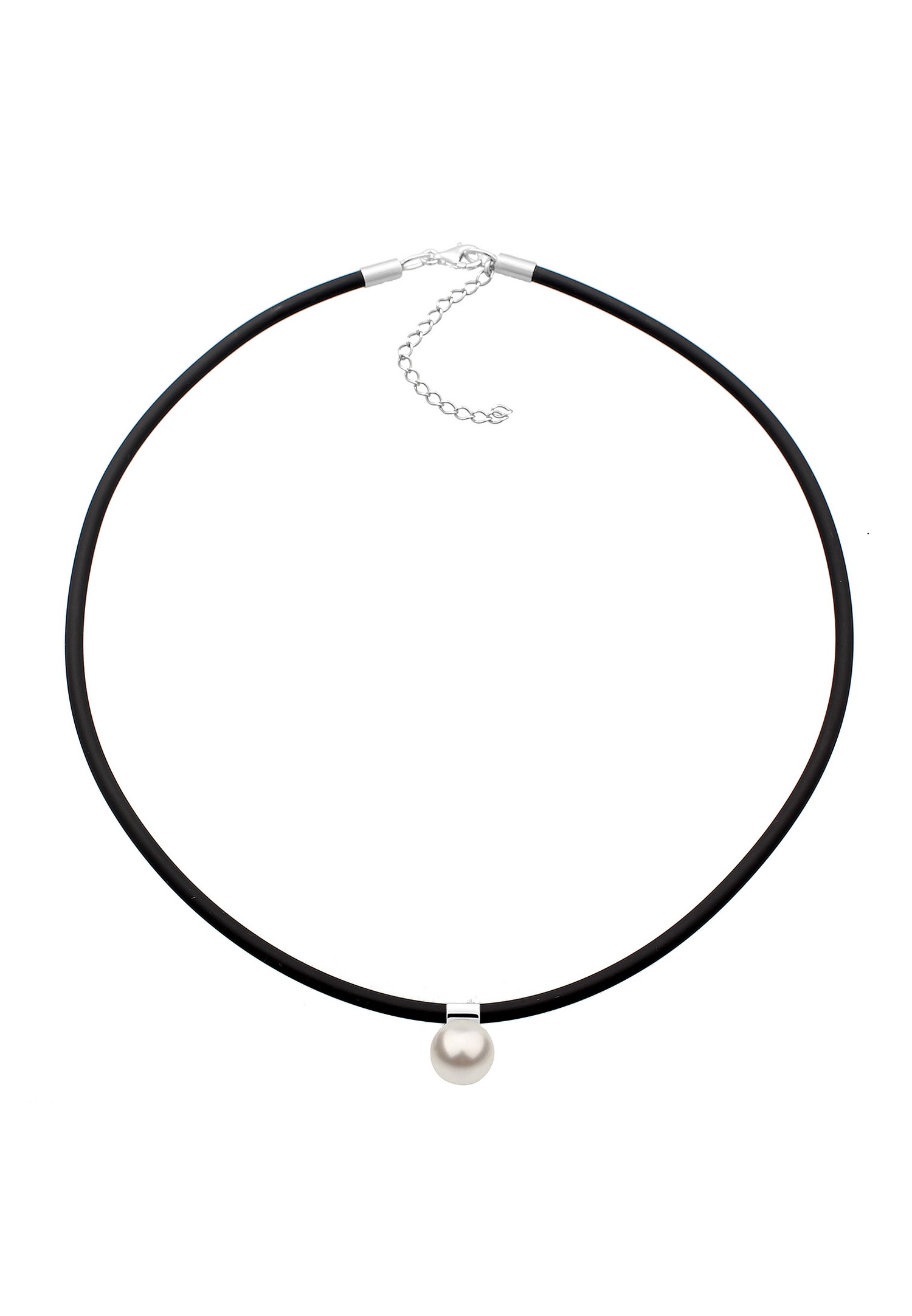 Nenalina en noir et pendentif avec une perle synthétique blanche de 12 mm Filigrane moderne intemporel
