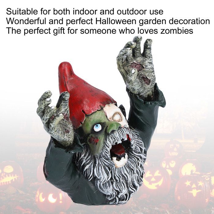 Estatua de jardín - SHIPENOPHY - Enano zombi - Resina sintética - 10,5 x 10,5 cm - Decoración de Halloween