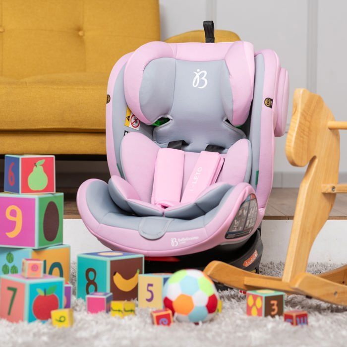 BEBELISSIMO - Isofix car seat - 360° swivel - 40-150cm - 0-36kg - i-size - Leto - pink - side impact protection