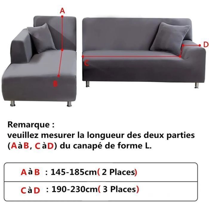 Housse de canapé d'angle,3 Places+2 Places,élastique réglable en forme de L pour canapé de salon