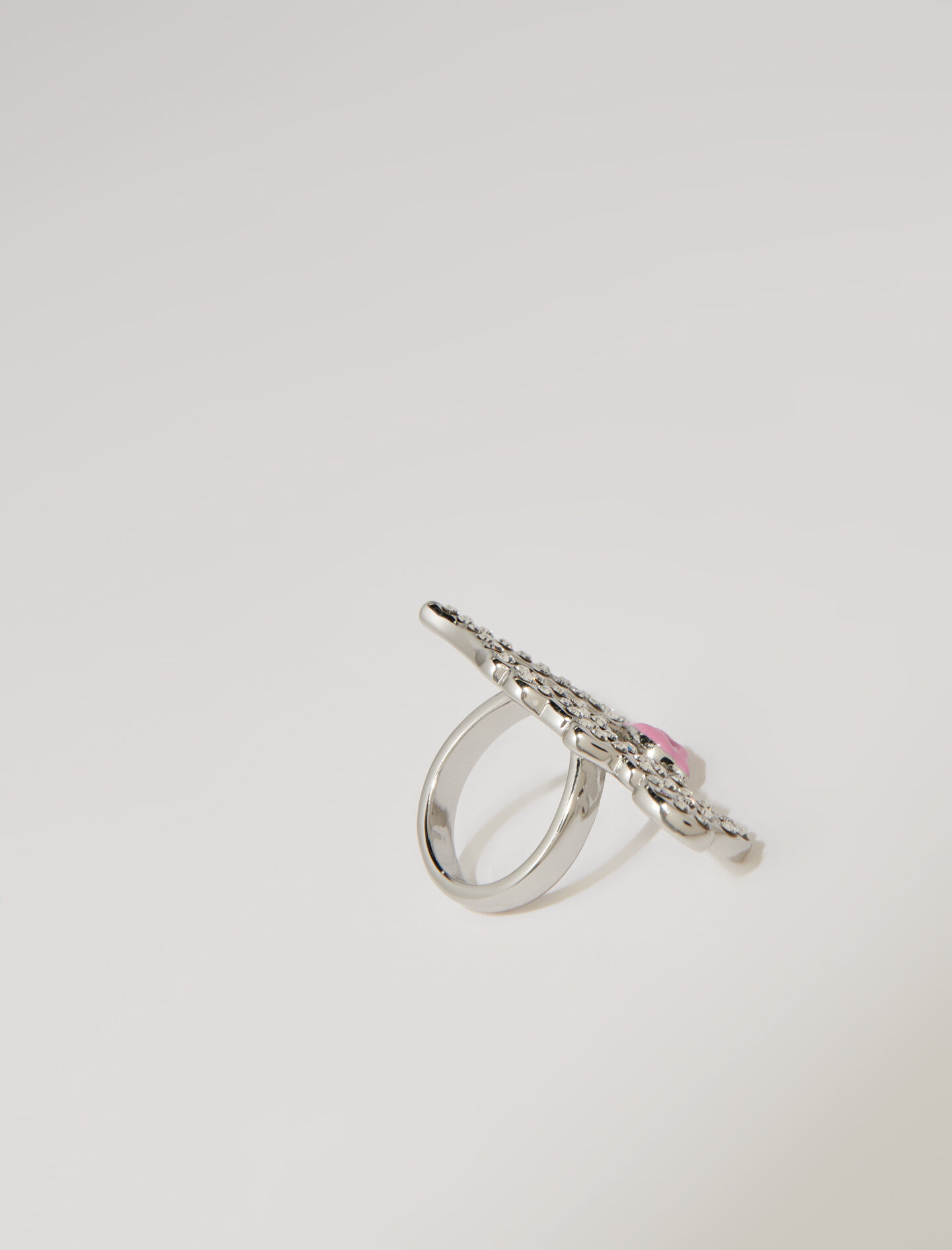 Liefdesring met strass-steentjes - Zilver