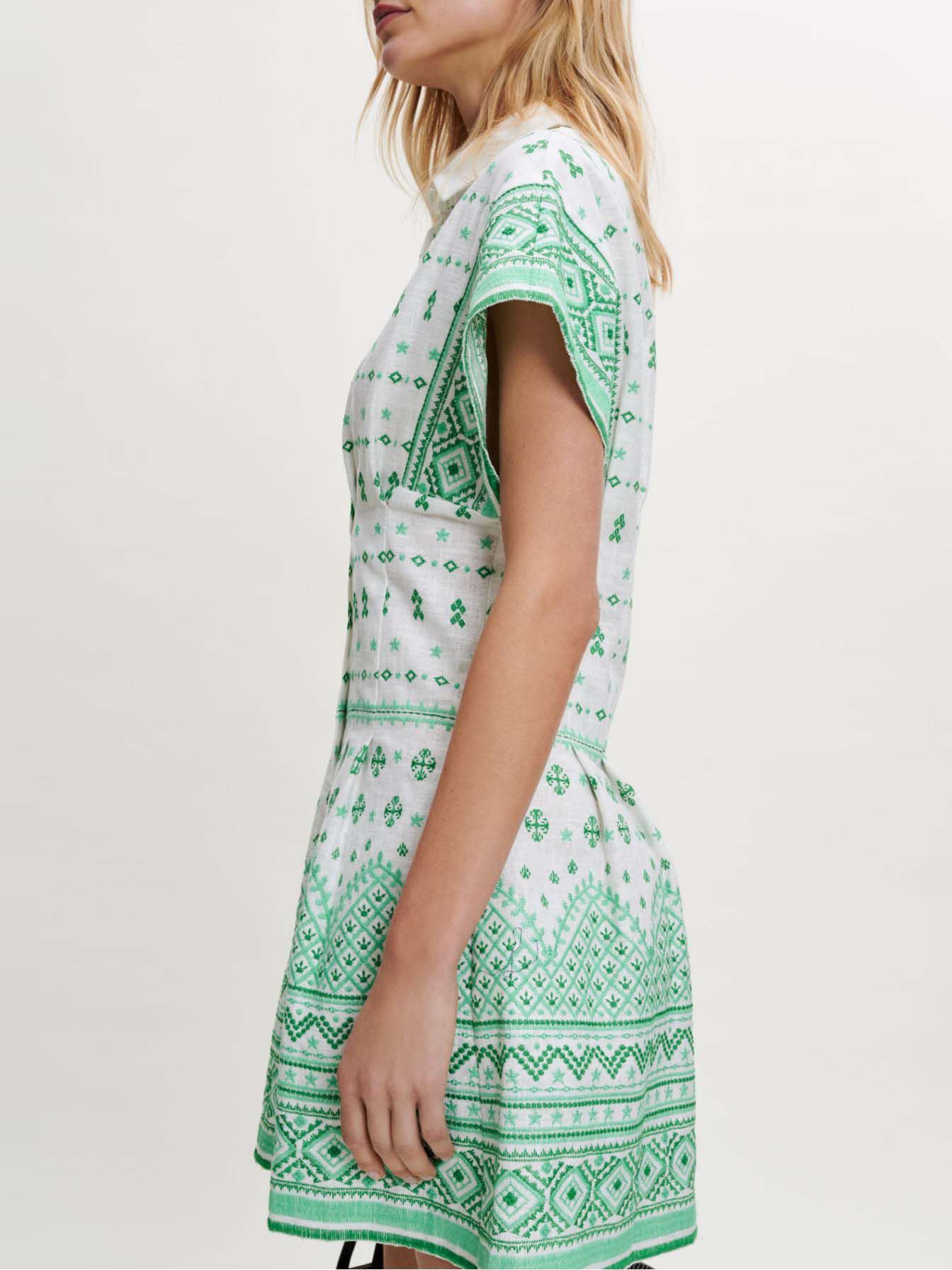 Guipure jurk met open taille - Onbewerkt/Groen