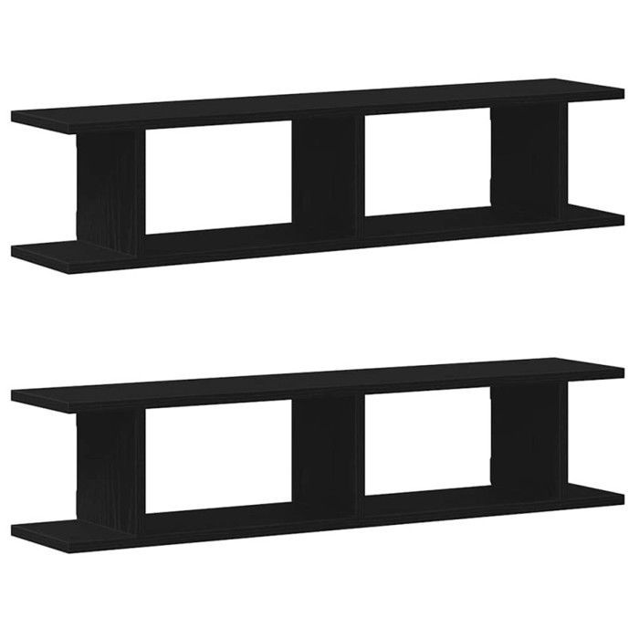 Étagères murales 2 pcs chêne noir 90x18x20 cm bois d ingénierie