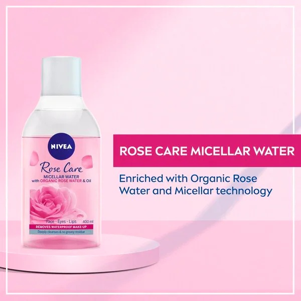 NIVEA Rose Care micelārais rožūdens ar eļļu<br>400ml - Visiem ādas tipiem