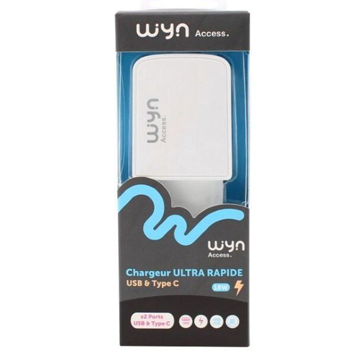 Caricabatterie - Ultra veloce - 18 W - Tipo C - USB - Smartphone/Tablet