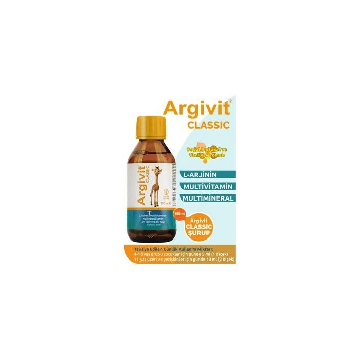 Argivit Classic 150 ml – Jarabe de L-arginina, multivitaminas y multiminerales – Sabor a naranja y vainilla – Complemento alimenticio