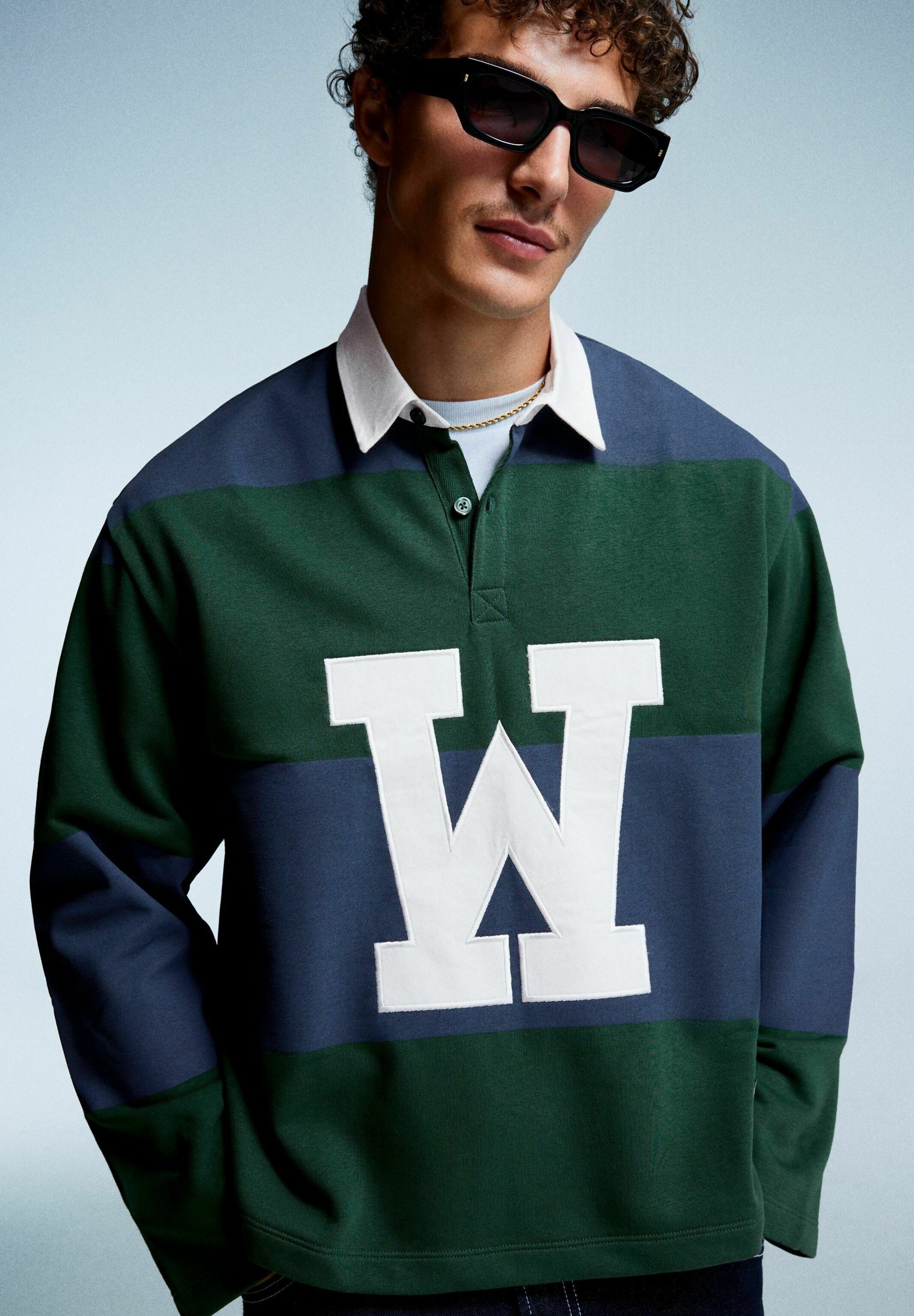 Bershka gestreepte poloshirt met boxy pasvorm - evergreen